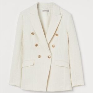 H&M Cream Double-Breasted Blazer